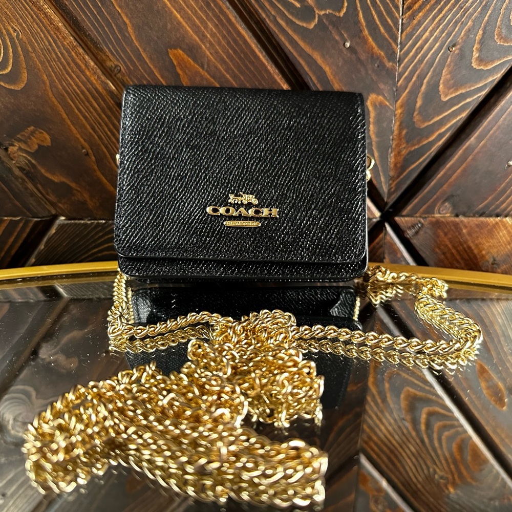 Coach Black Crossbody Bag with Gold Chain